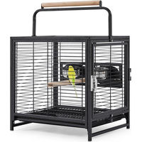 Produktbild von Yaheetech Vogelkäfig Vogelvoliere für Vögel und Kleintiere mit 2 Sitzstangen in Schwarz aus Metall Kunststoff und Holz