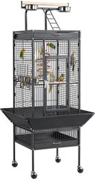 Yaheetech Vogelvoliere aus Metall für Wellensittiche und Papageien in Schwarz – Bild 1 von 5