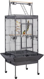 Yaheetech Vogelvoliere für Papageien aus Metall in Schwarz 81 x 76 x 174 cm – Bild 1 von 4