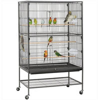 Produktbild von Yaheetech Vogelvoliere und Nagerkäfig für Papageien und Vögel mit Schmutzwanneneinsatz aus Stahl und Kunststoff in Schwarz