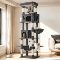 Produktbild von Yaheetech XXL Kratzbaum für Katzen 210 cm mit Hängematte, 2 Höhlen und 9 Sisalsäulen in Dunkelgrau