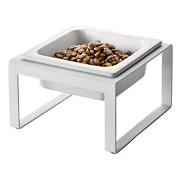 Yamazaki Tower Futternapf für Katzen und kleine Hunde aus Keramik und Metall Weiß - 300 ml – Bild 1 von 8