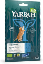 Yarrah Bio Katzen Leckerlis Crunchy Sticks mit Rind und Fisch für erwachsene Katzen 15 g – Bild 1 von 4
