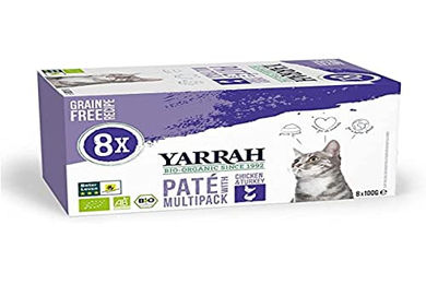 Produktbild von Yarrah Bio Katzen Nassfutter Pastete Huhn und Truthahn Getreidefrei 8 x 100 g - 8 x 100 g