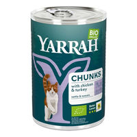 Produktbild von Yarrah Bio Katzen Nassfutter Stückchen in Sauce Huhn und Truthahn 24 x 405 g Dose - 405 g