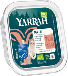 Yarrah Bio Katzen-Paté Huhn und Lachs für erwachsene Katzen 16 x 100 g – Bild 1 von 3