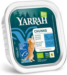 Yarrah Bio Katzenfutter Adult Stückchen in Soße Huhn und Hering 16x100 g - 16 x 100 g – Bild 1 von 2