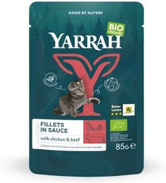 Yarrah Bio Katzenfutter Filets in Soße Rind und Huhn 14x85g - 14 x 8,5 g – Bild 1 von 3