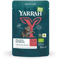 Produktbild von Yarrah Bio Katzenfutter Filets in Soße Rind und Huhn 14x85g - 14 x 8,5 g