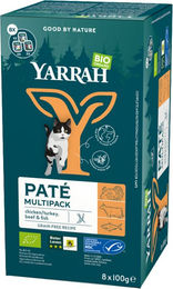 Yarrah Bio Katzenfutter Paté Mix Rind Huhn Truthahn Lachs 8 x 100 g - 48 x 100 g – Bild 1 von 6