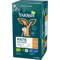 Produktbild von Yarrah Bio Katzenfutter Paté Mix Rind Huhn Truthahn Lachs 8 x 100 g - 48 x 100 g
