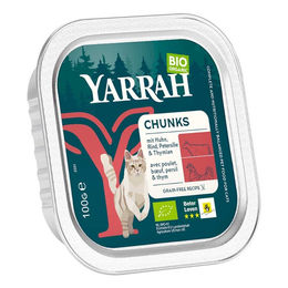 Yarrah Bio Katzenfutter Stückchen in Sauce Huhn und Rind Getreidefrei 16 x 100 g – Bild 1 von 6