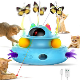 YAVIEL 4-in-1 Elektrisches Interaktives Katzenspielzeug mit 2 Trackballs in Blau aus Kunststoff – Bild 1 von 5