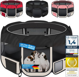 YAVIEL XXL Laufstall für Welpen und Katzen aus Oxford-Gewebe Schwarz - 2 x 40 cm – Bild 1 von 6