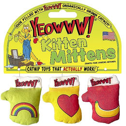 Yeowww! Catnip-Spielzeug Kitten Mitten aus Bio-Baumwolle 3er-Pack bunt – Bild 1 von 5