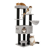 Produktbild von YITAHOME Kratzbaum für Katzen Mehrstöckiger Katzenturm mit Katzenbürste Hellgrau 50 x 50 x 159 cm