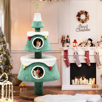 Produktbild von YITAHOME Kratzbaum Weihnachten mit 2 Höhlen und Plüschbällen für Katzen 160cm