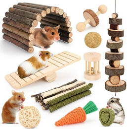 YIXUND Intelligenz- und Knabberspielzeug Set aus Holz für Hamster, Meerschweinchen, Rennmäuse, Chinchilla und Kaninchen – Bild 1 von 5