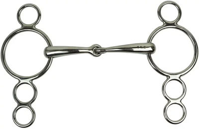 York 4-Ring Gebiss für Pferde aus Edelstahl Silber 13,5 cm – Bild 1 von 1