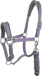 York Calipso Halfter und Longiergurt Set für Pferde aus Nylon in Grau und Lila – Bild 1 von 1