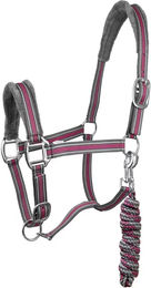 York Calipso Halfter und Longiergurt Set für Pferde aus Nylon in Rosa Bunt – Bild 1 von 1