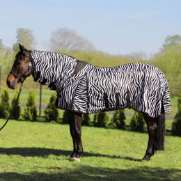 Produktbild von York Fliegendecke für Pferde mit Halsteil in Schwarz Bunt aus Polyester