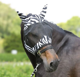 Produktbild von York Fliegenmaske für Pferde gestreift schwarz aus Polyester