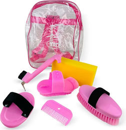York Joy Reitputzset für Pferde aus Kunststoff in Rosa und Transparent – Bild 1 von 1