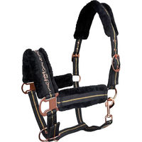 Produktbild von York Lira Pferdehalfter mit Kunstfell in Schwarz und Gold Cob
