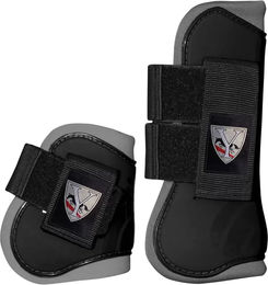 Produktbild von York Neo Gamaschen für Pferde mit Streichkappen aus Neopren Schwarz Full