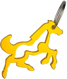 York Schlüsselanhänger mit Flaschenöffner kleines Pferd aus Metall in Gold und Gelb – Bild 1 von 1