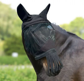 York Syntia 3-in-1 Fliegenmaske für Pferde Vollblut Schwarz aus Polyester – Bild 1 von 1
