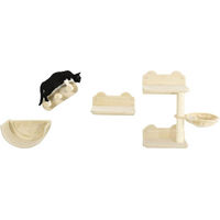 Produktbild von Youjia Katzen Kletterwand 4-teilig aus Holz mit Hängematte und Treppe in Beige