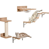 Produktbild von Youjia Katzen Set mit Kratzbaum, Katzentreppe und Hängematte aus Kiefer, Sisal und Acryl in Beige und Braun