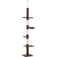Produktbild von Youjia Kratzbaum Deckenhoch höhenverstellbar mit Sisalsäulen Braun 40 x 34 x 230-260 cm