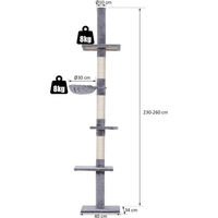 Produktbild von Youjia Kratzbaum Deckenhoch höhenverstellbar mit Sisalsäulen Grau 40 x 34 x 230-260 cm
