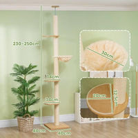 Produktbild von Youjia Kratzbaum deckenhoch mit Anti-Kipp-Sicherung und Sisal-Seilpfosten aus Holzwerkstoff in Eiche und Cremeweiß