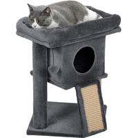 Produktbild von Youjia Kratzbaum für Katzen mit Jute-Kratzmatte, Liegeplattform, Spielball und Katzenhaus in Dunkelgrau 40 x 40 x 57 cm