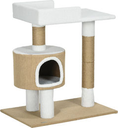 Youjia Kratzbaum für Katzen mit Katzenhöhle und Liegefläche aus Jute in Braun/Weiß 79cm – Bild 1 von 3
