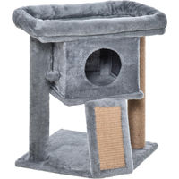 Produktbild von Youjia Kratzbaum für kleine bis mittelgroße Katzen mit Katzenhöhle und Liegeplattform in Hellgrau aus Plüsch und Jute 57 cm hoch