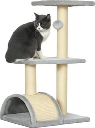 Youjia Kratzbaum Hellgrau mit Plüschballen, Sisalstämmen und Plattform für Katzen 72 cm – Bild 1 von 1