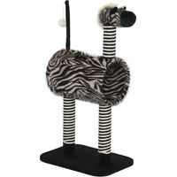 Produktbild von Youjia Kratzbaum Zebra-Design für Katzen mit Katzentunnel und Kratzstämmen in Schwarz-Weiß, 93 cm Höhe