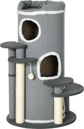 Youjia Kratztonne für Katzen in Grau mit Katzenbett, Spielball und Plattformen, 99 cm – Bild 1 von 3