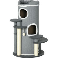 Produktbild von Youjia Kratztonne für Katzen in Grau mit Katzenbett, Spielball und Plattformen, 99 cm