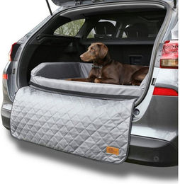 yourGEAR Termoli Hundebett für das Auto mit Ladekantenschutz und Stoßstangenschutz aus Kunstleder in Grau 100x70cm – Bild 1 von 13