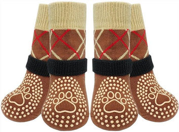 Zaewry Pfotenschutz 4 Stück Hundesocken Anti-Rutsch, (Doppelseitige mit Verstellbaren Riemen), für Innenbereich – Bild 1 von 5