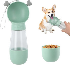 Produktbild von ZEUOPQ Hunde-Futterautomat mit Wasserflasche 350ml und Futternapf 200ml - 350 ml