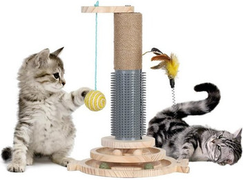 Produktbild von ZEUOPQ Kratzbaum Katzenspielzeug mit Holzkugelbahn und Sisalball