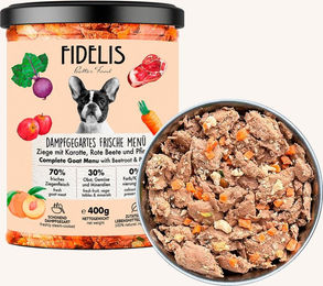 Produktbild von Ziege mit Karotte, Rote Beete und Pfirsich (400g, im Glas)