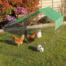 Produktbild von Zooprinz Freigehege Gittergehege mit Sonnenschutz für Hasen, Kaninchen, Hühner, Welpen, Stecksystem, einfacher Aufbau, Wetterfest, Freilauf Auslauf Gehege